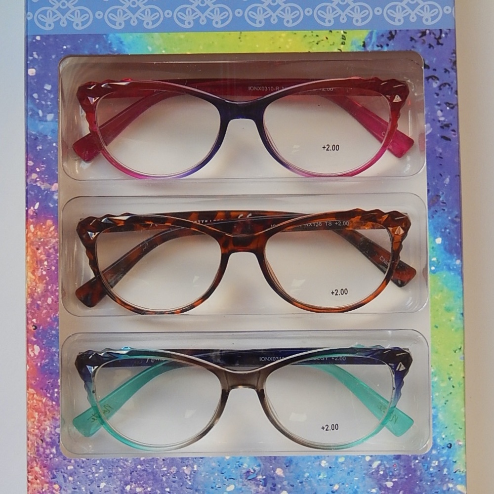 NANETTE LEPORE 3-PACK PREMIUM READING GLASSES + 2.00 NEW